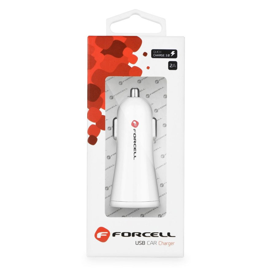 Cargador de Coche Forcell con Conector USB 2A Quick Charge 3.0