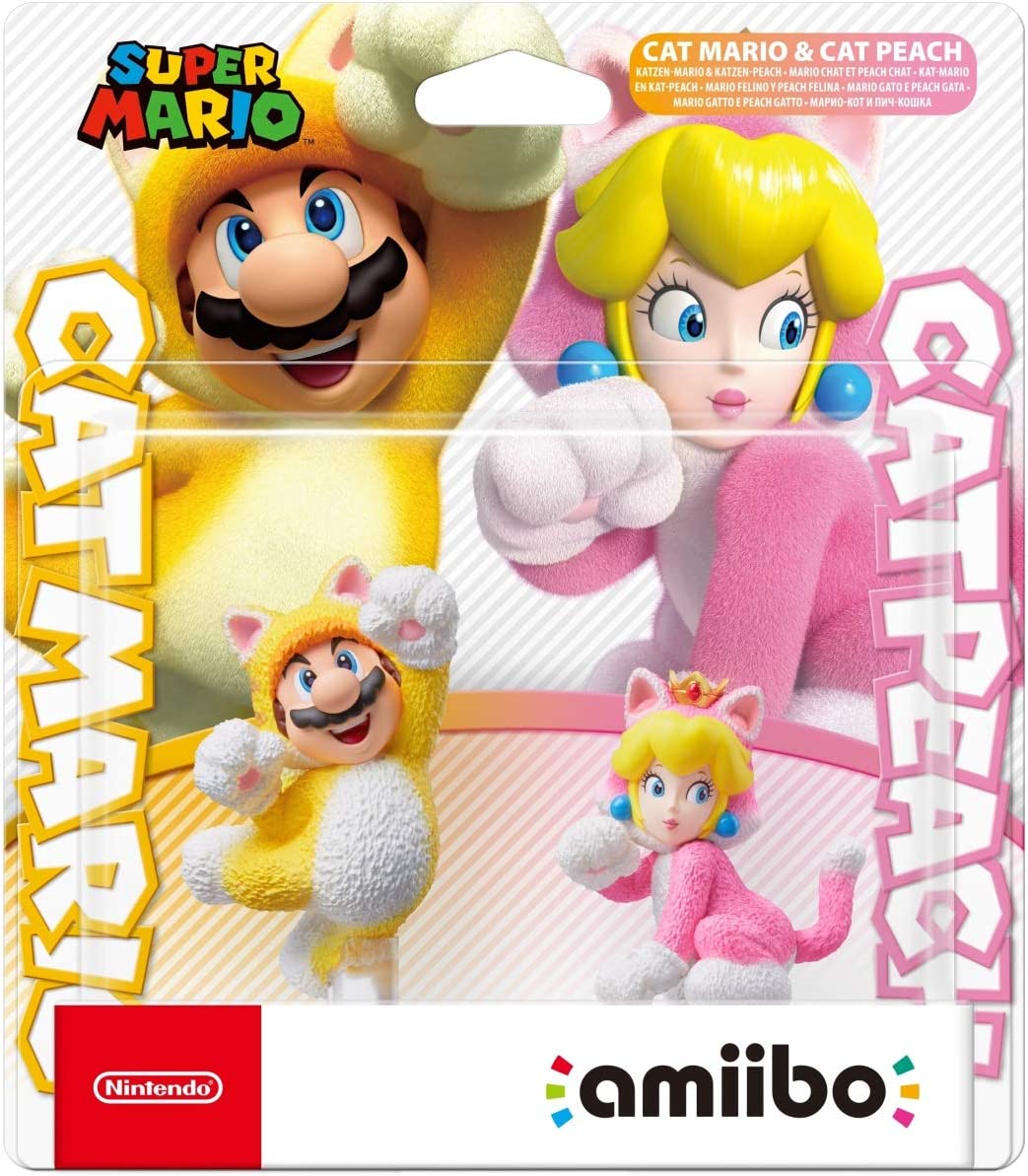 Figura Amiibo Mario Felino y Peach Felina