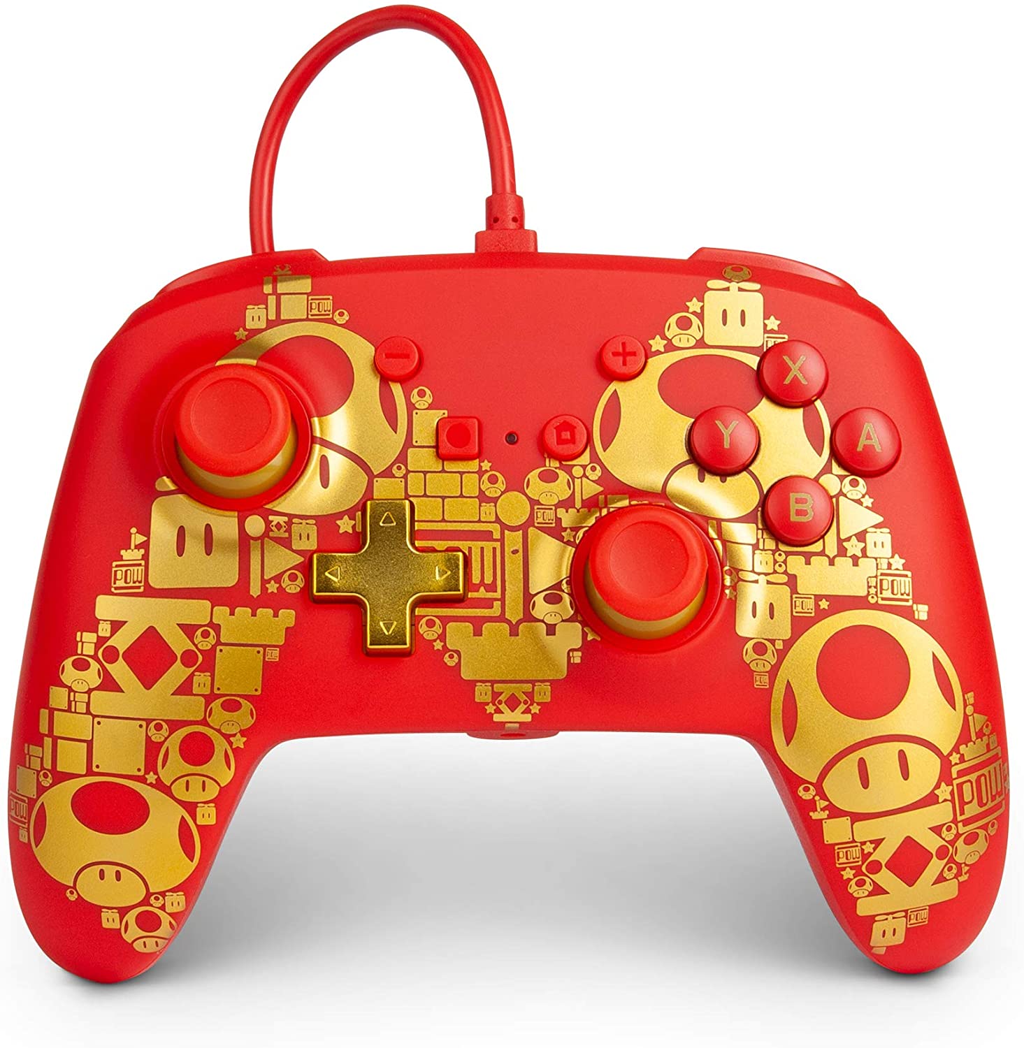 Mando con Cable Mejorado Power A Golden Mario Switch
