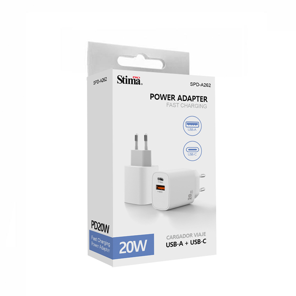 Cargador Carga Rapida 20W Stima Pro USB-A + USB-C