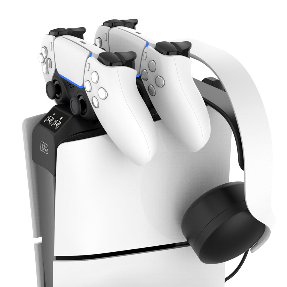 Base de Carga Superior 2 DualSense + Soporte Headset BlackFire Consola Slim PS5