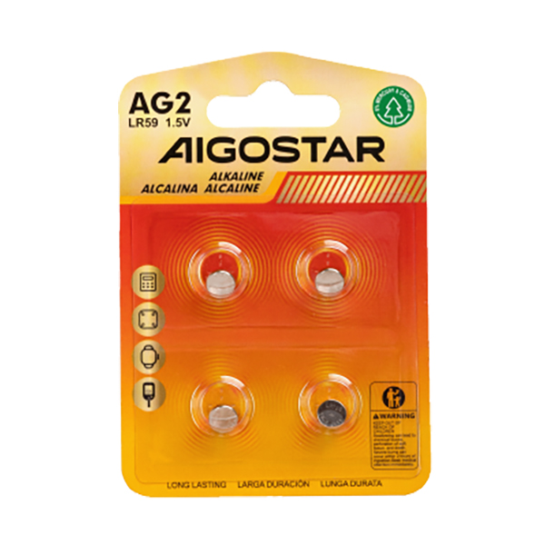 Pila de Boton LR726 AG2 de 1,5V 4 Unidades Aigostar