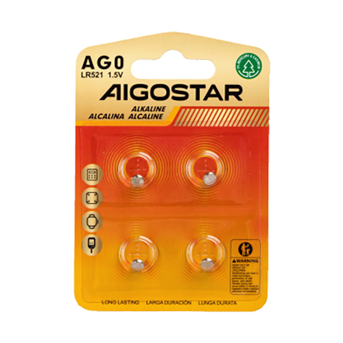 Pila de Boton AG0 LR69 LR521 de 1,5V 4 Unidades Aigostar