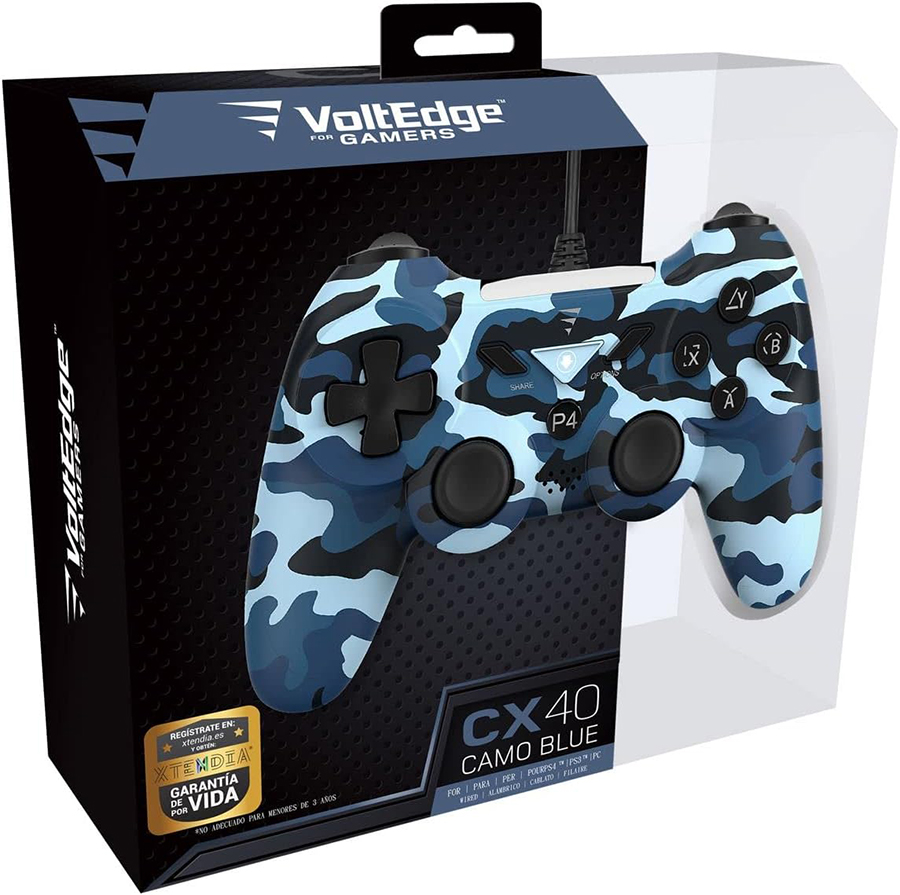 Mando con Cable Voltedge CX40 Camo Azul PC/PS4/PS3