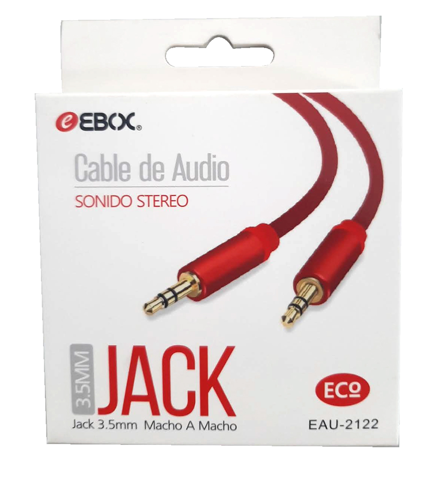 Cable de Audio Jack 3.5 mm Macho a Macho Rojo