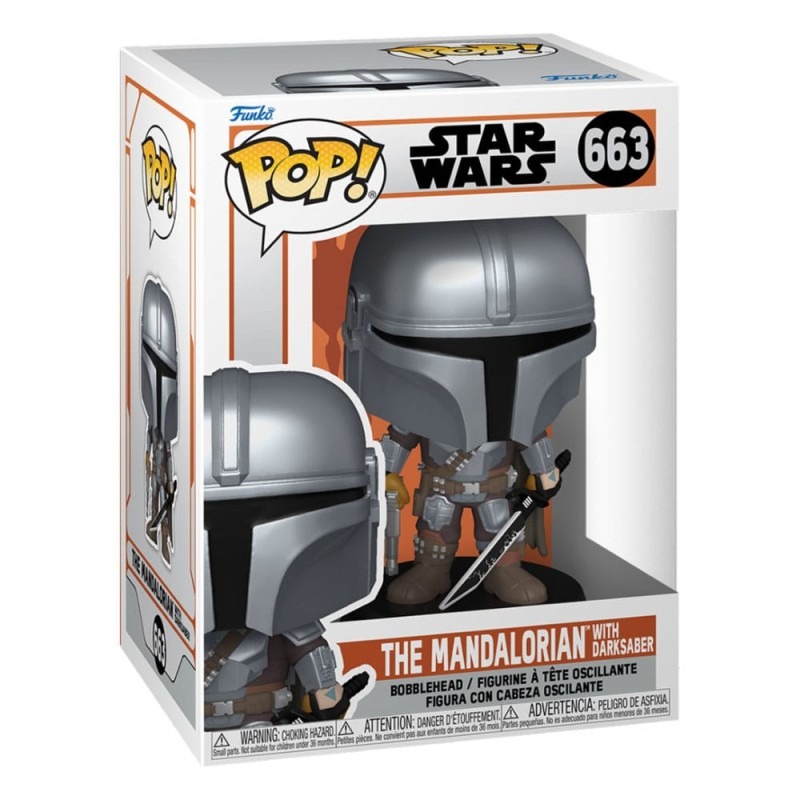 Figura Funko Pop Star Wars The Mandalorian con Sable Negro 663