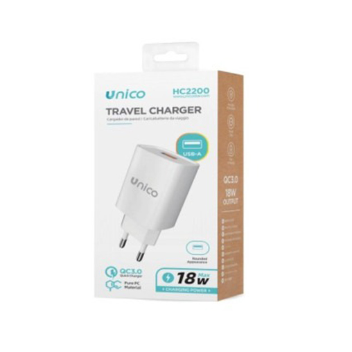 Cargador Carga Rapida 3.0 USB-A HC2200 Unico 18W Blanco