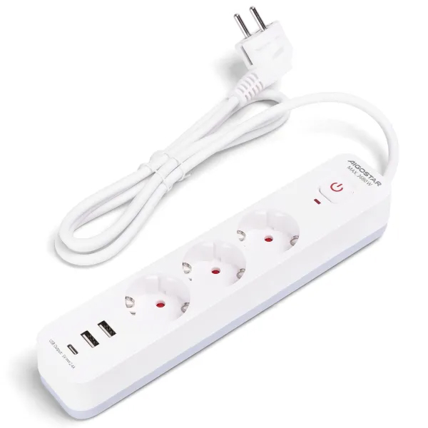 Regleta de 3 Vias Alemana Serie L Blanca 1,5m Aigostar