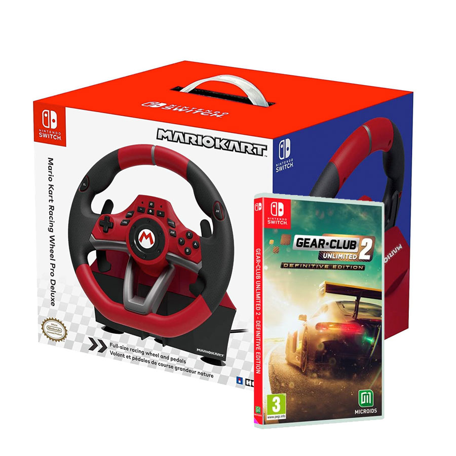 Pack Volante Hori Mario Kart Pro Deluxe + Gear Club Unlimited 2 Definitive Edition Switch