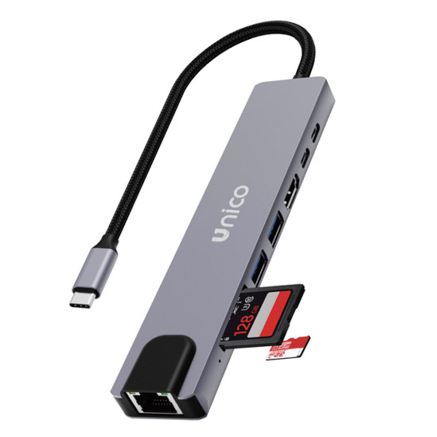Adaptador HUB 8 en 1 Tipo C PD100W AD5133 Gris Unico