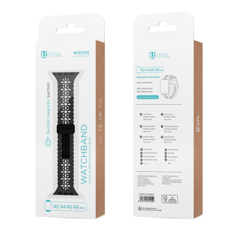 Correa Magnetica Silicona con Hebilla Apple Watch 42/44/45/49mm WS2155 Negro Unico