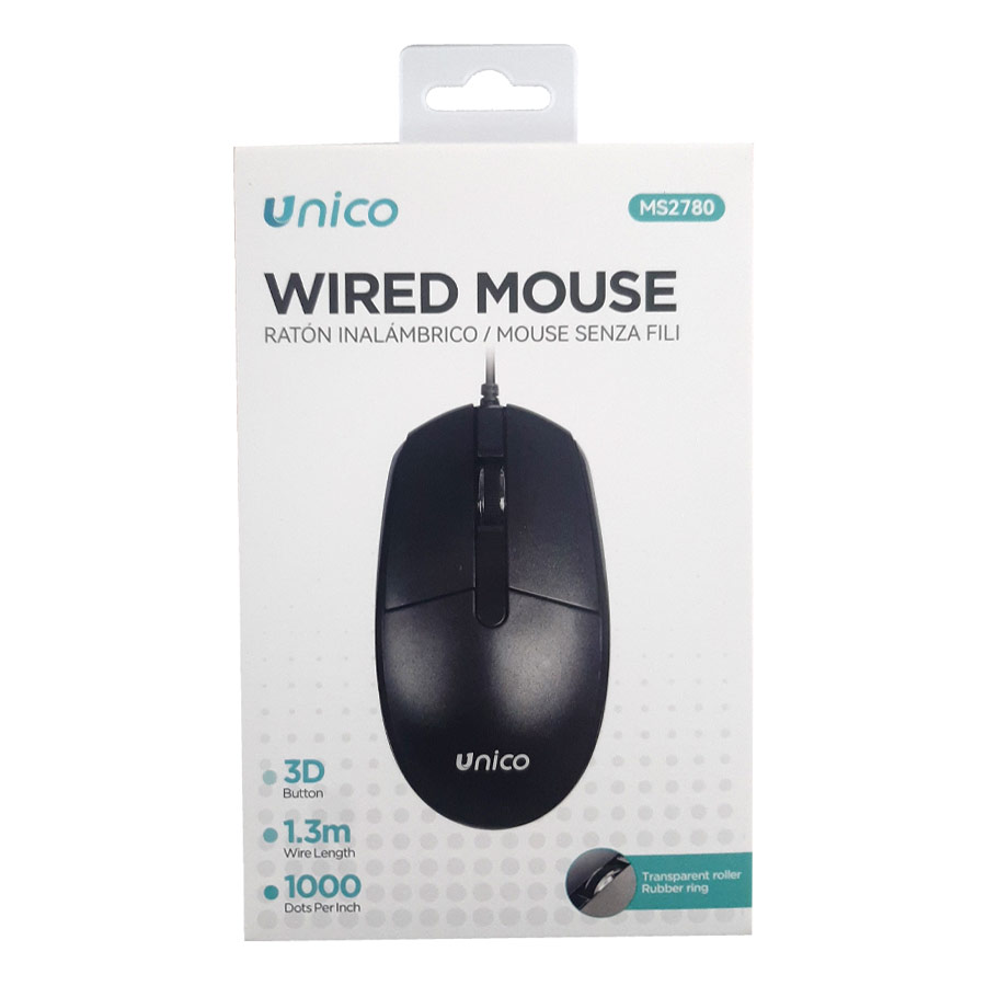 Raton con Cable MS2780 3D Negro Unico
