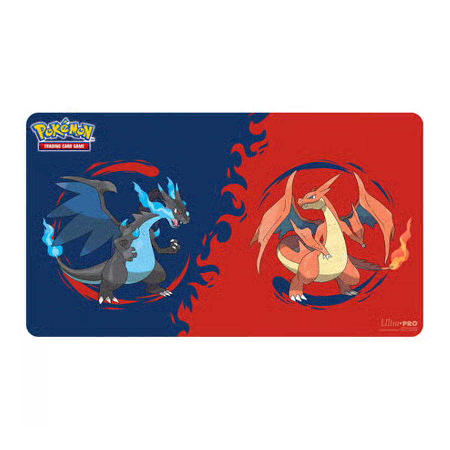 Tapete de Juego para Cartas Pokemon TCG Mega Charizard X y Mega Charizard Y 61x34 Ultra Pro