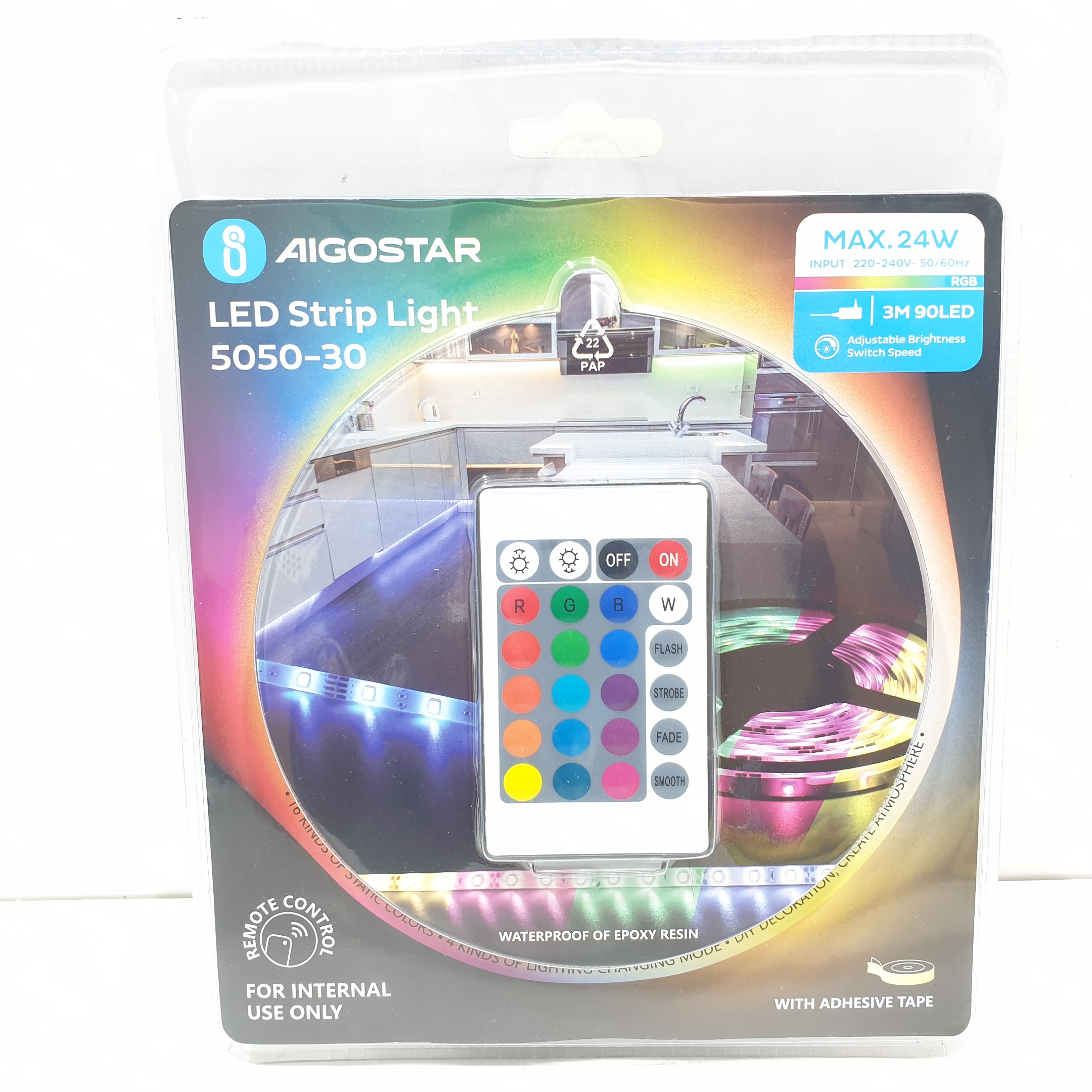 Tira LED Aigostar 3 metros RGB 90 LED