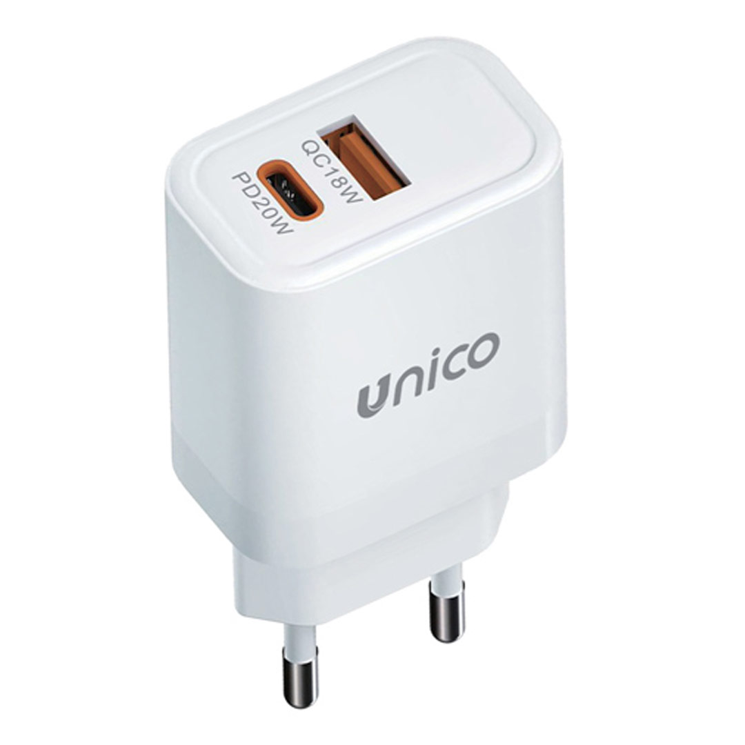 Cargador Dual USB y USB-C PD 3.0 20W Carga Rapida HC1687 Unico Blanco