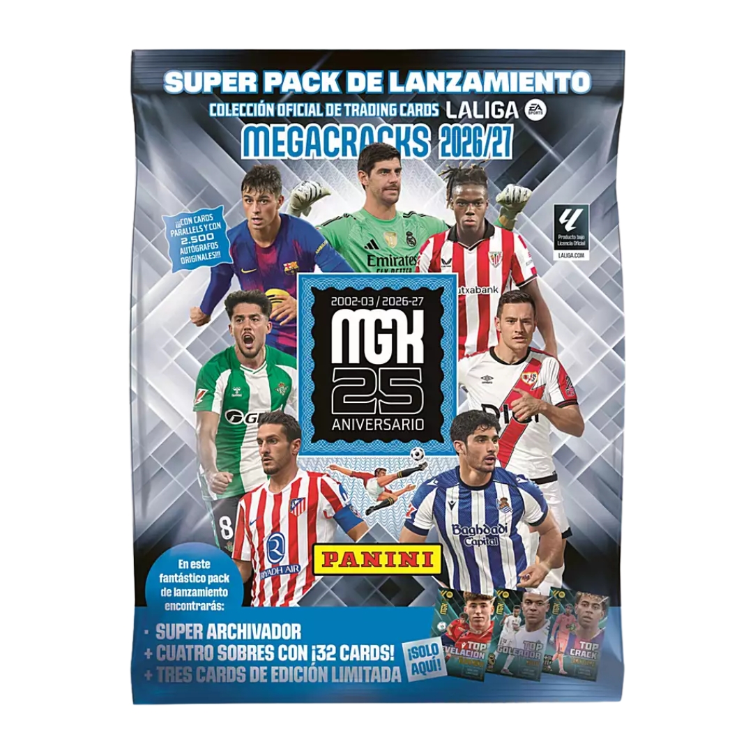 Pack Lanzamiento Archivador + 4 Sobres + 3 Cartas Edicion Limitada Megacracks 2026-27 Panini