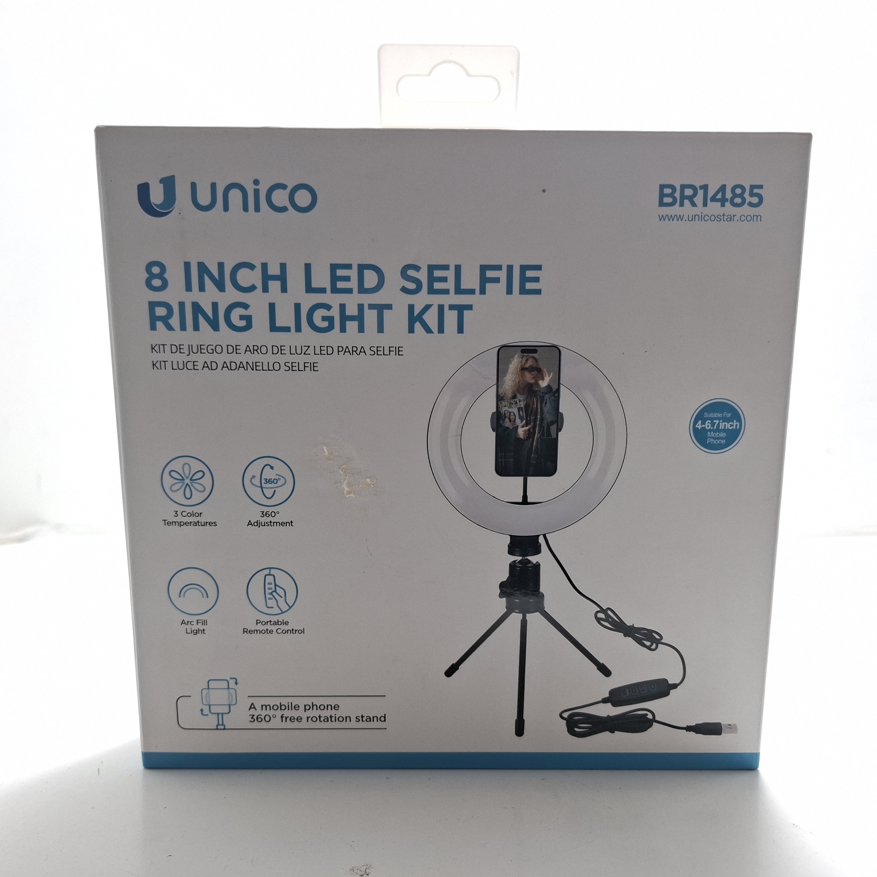 Tripode con Aro de Luz 8 Pulgadas BR1485 Unico Negro