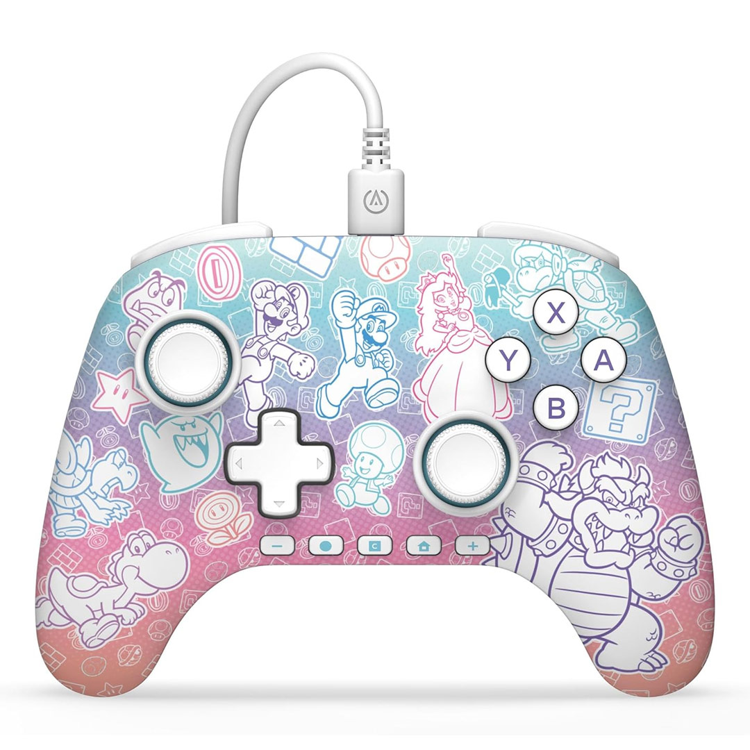 Mando con Cable Power A Super Mario Mushroom Kingdom Avantage Switch 2