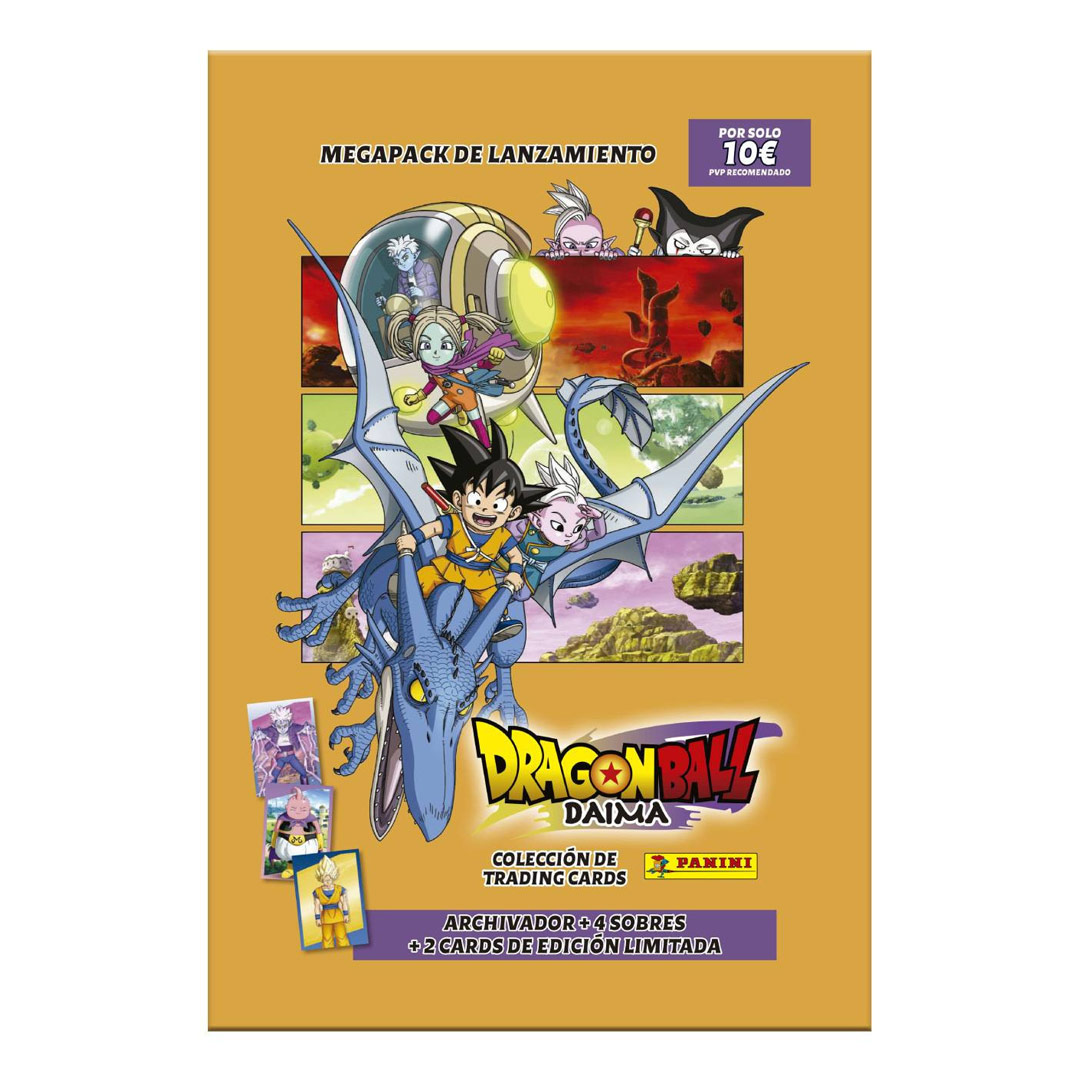 Megapack Archivador + 4 Sobres + 2 Cartas Edicion Limitada Dragon Ball TC Daima Panini