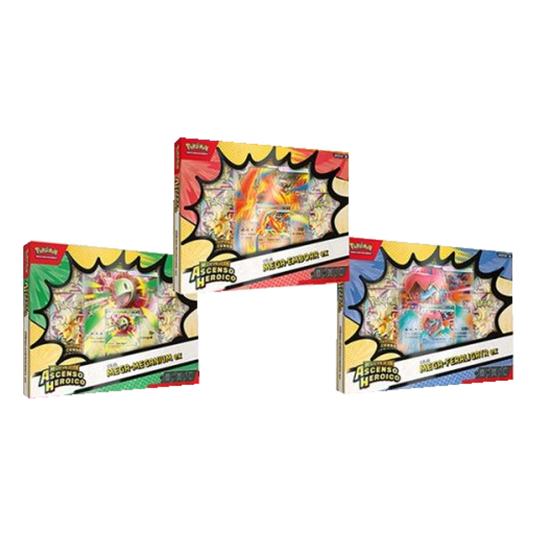 Coleccion Heroes Ascendentes Mega Feraligatr EX Mega Emboar EX Mega Meganium EX Pokemon TCG (LAT)