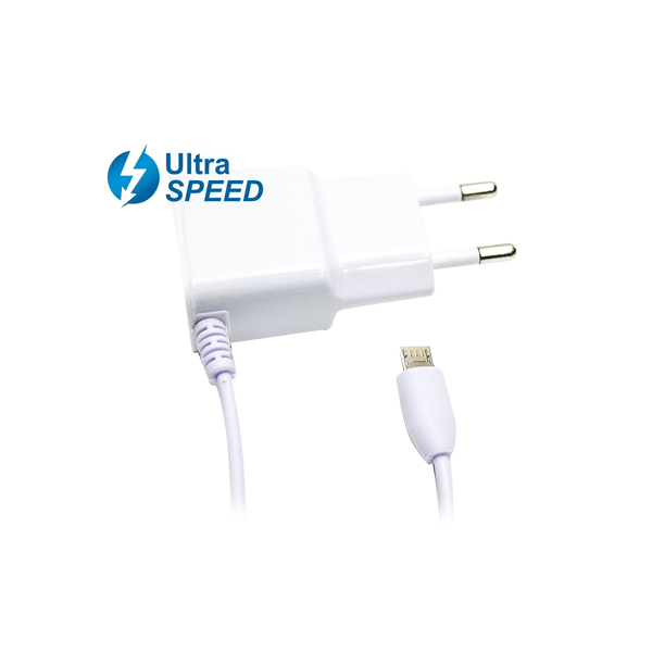 Cargador MicroUsb UltraSpeed 2.1A Blanco